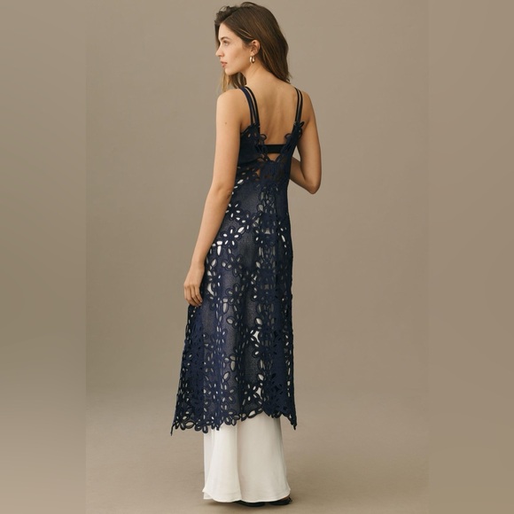 Anthropologie Strappy Navy Cutwork Tunic - Picture 4 of 8